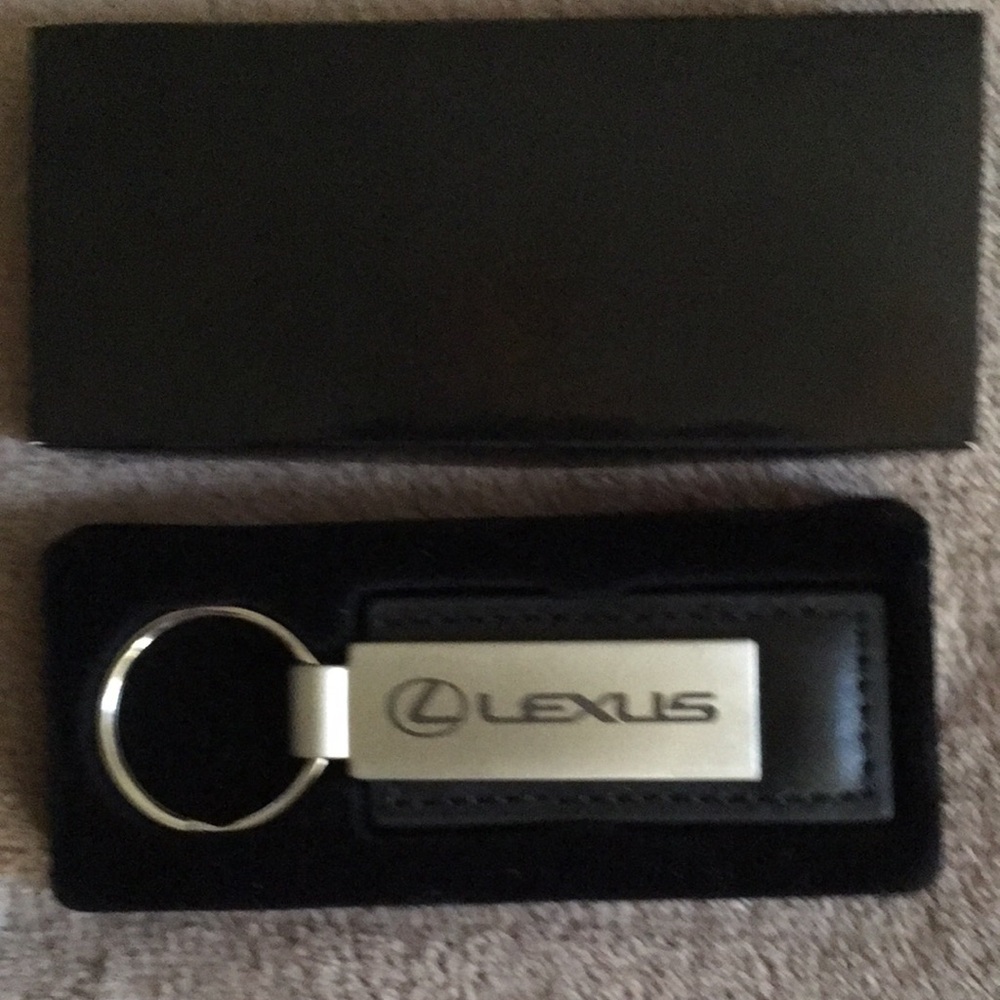 Black & Silver Lexus Logo Keychain - Branded Leather & Metal Key Ring